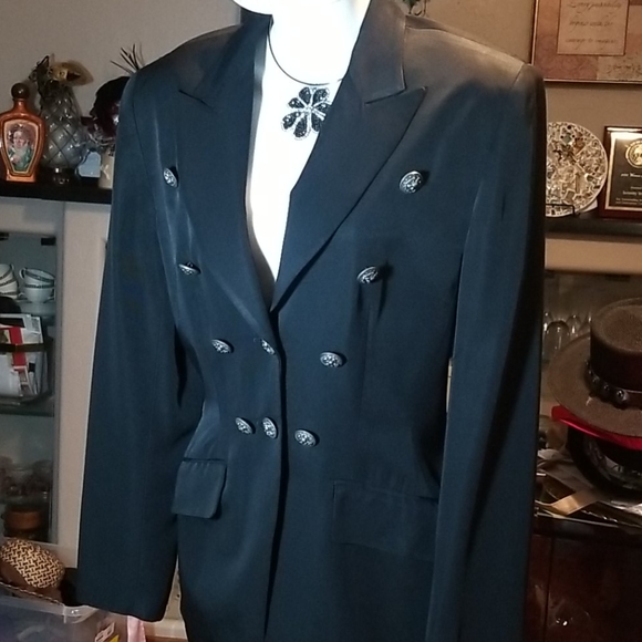 Vintage DKNY Black 90's padded shoulder jacket - Picture 1 of 6